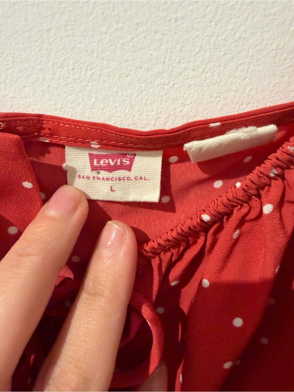 Levi's Red Polka Dot Short-Sleeve Tie-Front Mini Dress - Picture 4 of 5